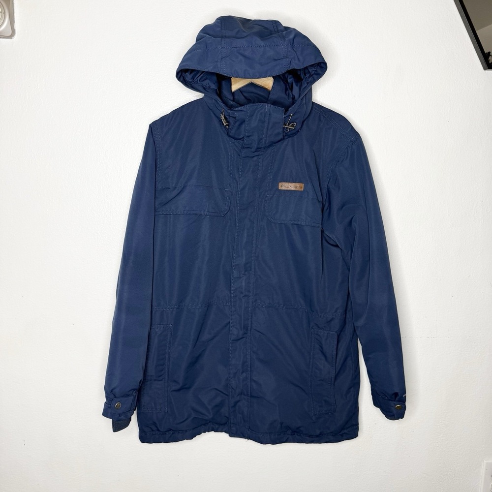 Columbia Rugged Path Parka Blue Hooded Zip Up Coat Omni-Tech Men's Medium